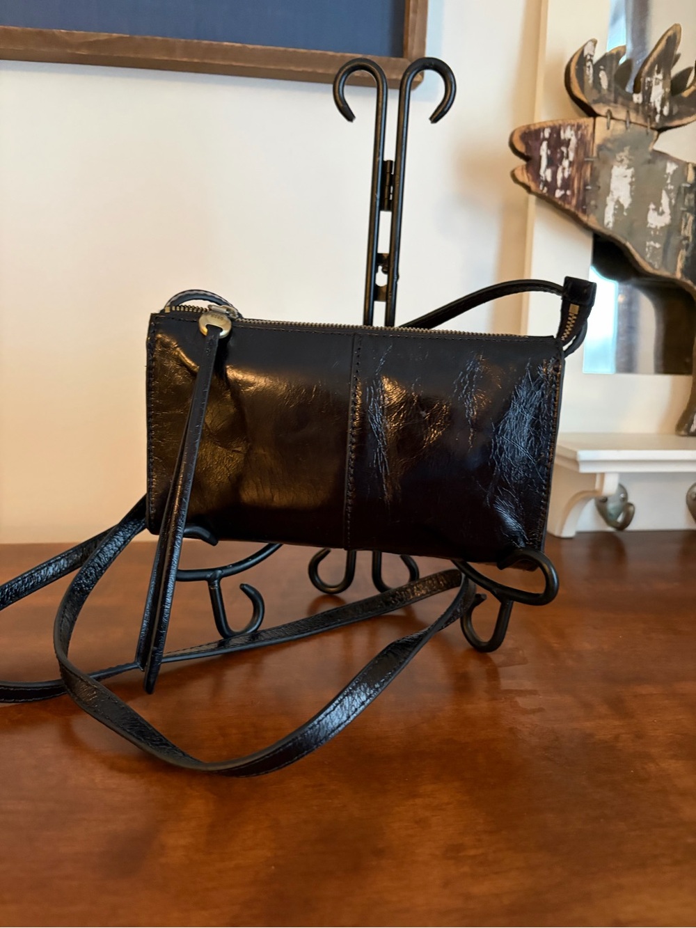 HOBO Black Leather Crossbody Wristlet